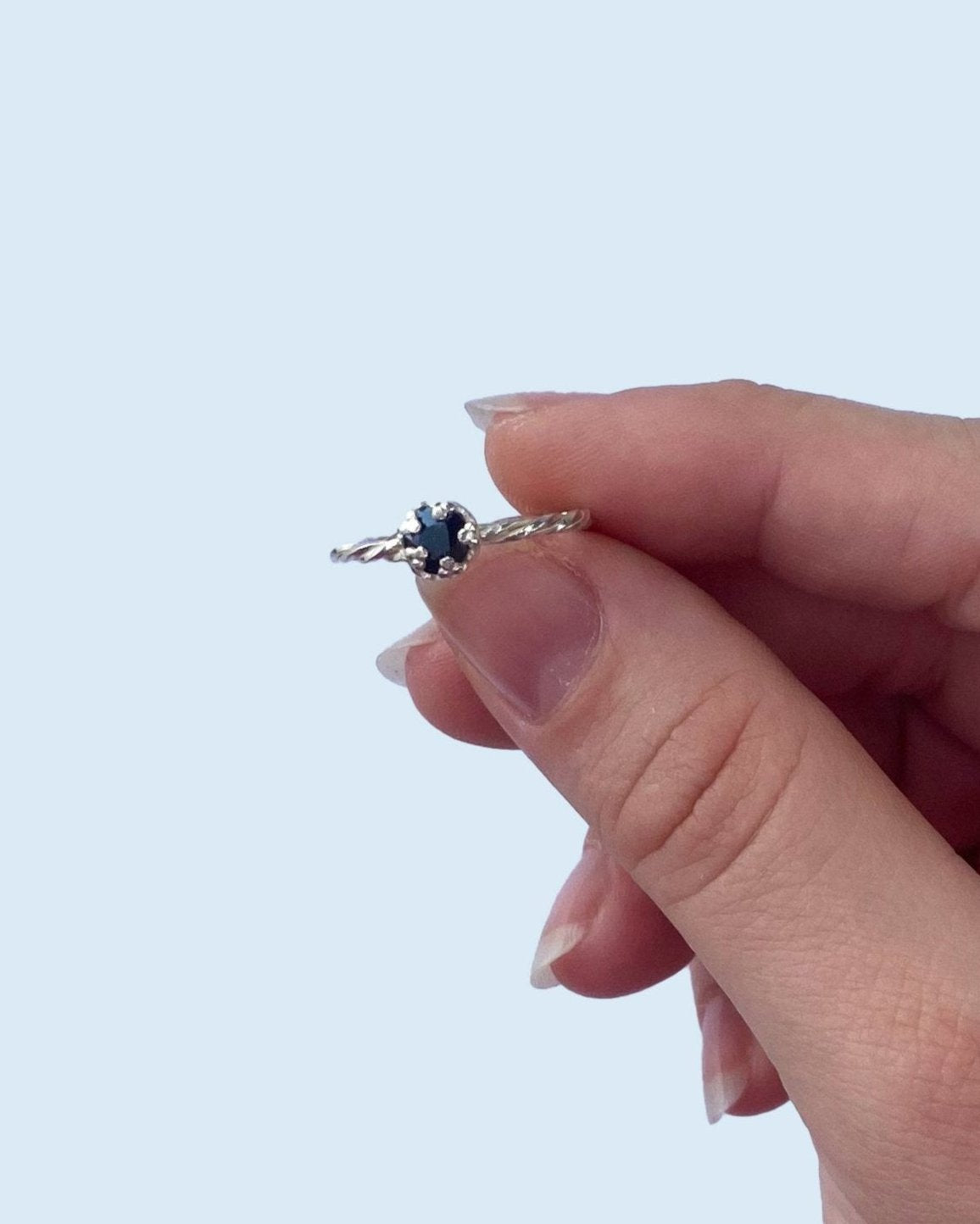 Anillo solitario plata 935 con piedra natural - Mi tienda