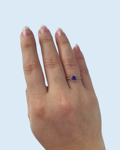 Anillo solitario plata 925 con piedra natural - Mi tienda