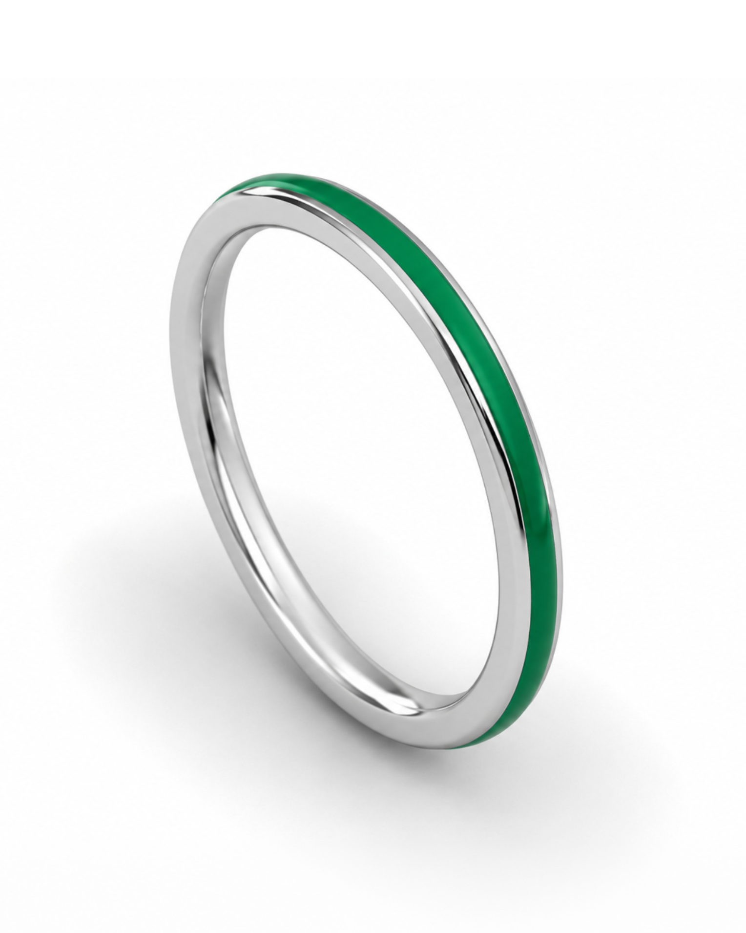 Anillo apilable de plata 950 con esmaltado de colores