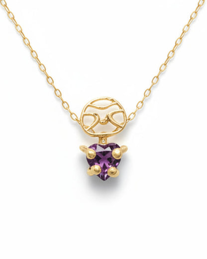 Dije de plata 950 con baño de oro con forma de perezoso abraza piedra natural amatista compatible con collares