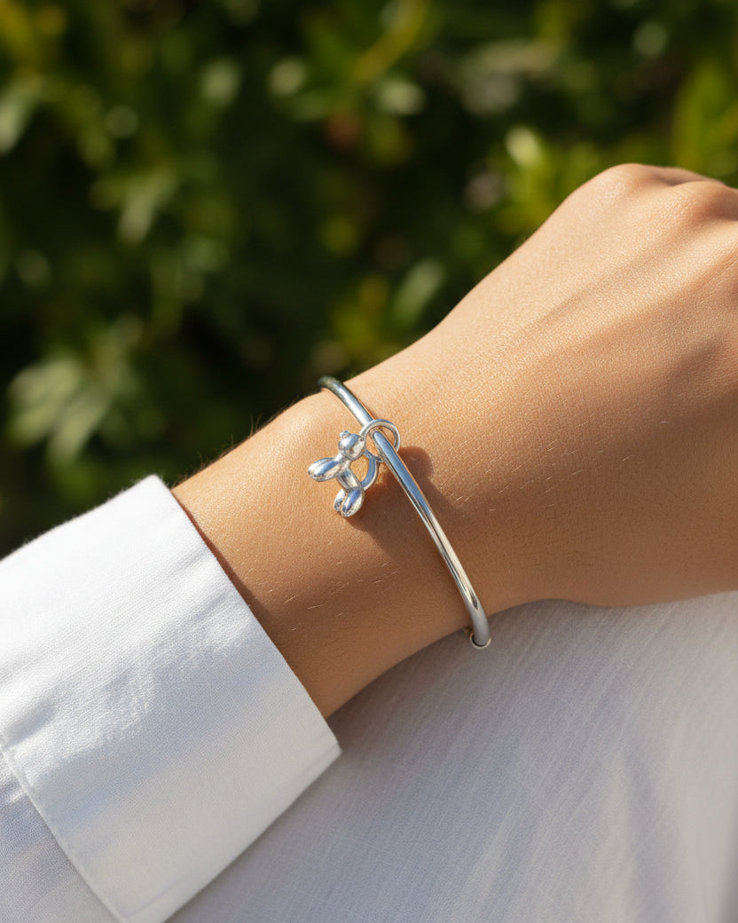 Dije / Charm de plata 950 con forma de gato globo compatible con collares y pulseras pandora