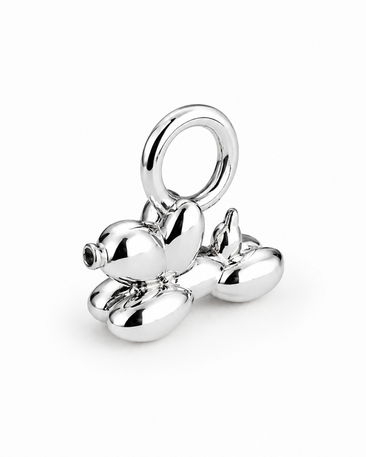 Charm de plata 950 con forma de perro globo acostado compatible con pandora