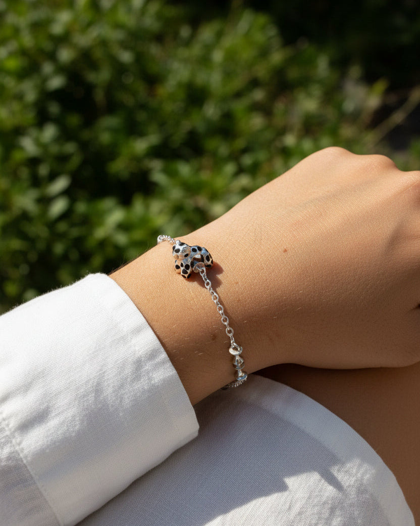 Dije / Charm de plata 950 con forma de jaguar globo compatible con collares y pulseras pandora