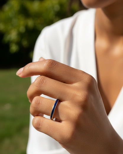 Anillo apilable de plata 950 con esmaltado de colores
