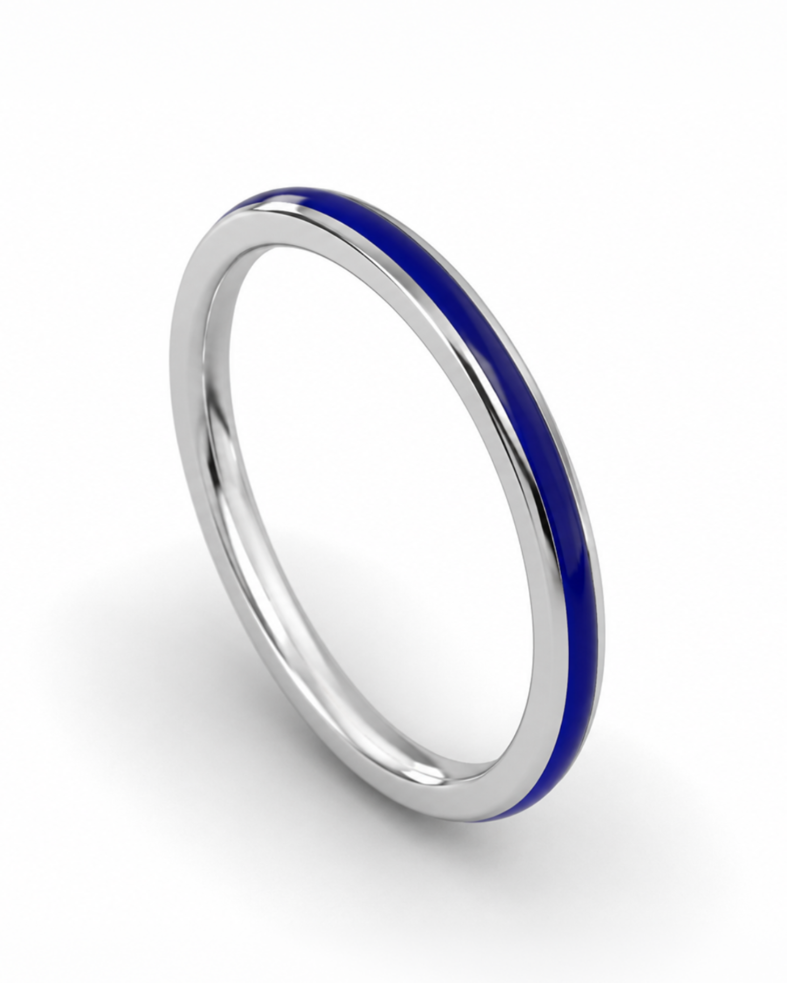 Anillo apilable de plata 950 con esmaltado de colores