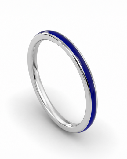 Anillo apilable de plata 950 con esmaltado de colores
