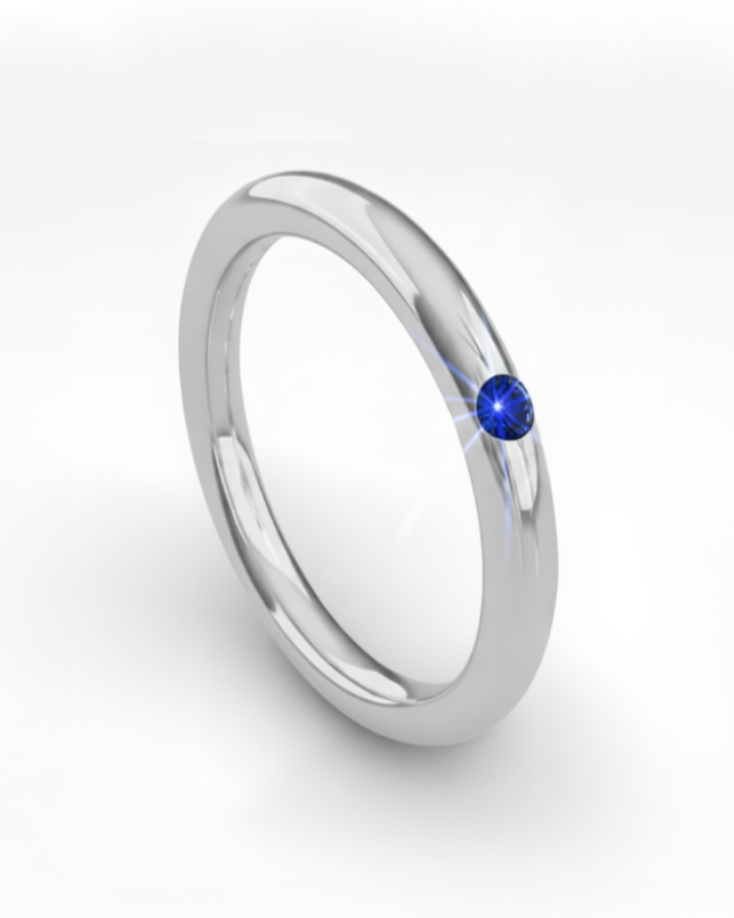 Anillo apilable de plata 950 con piedra central de colores