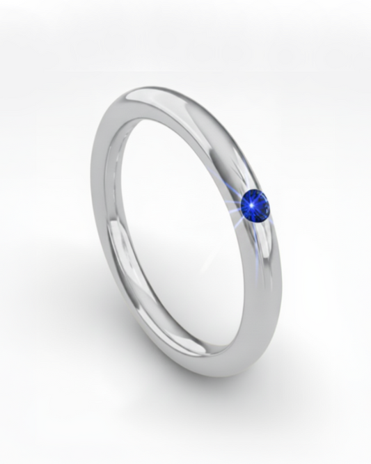 Anillo apilable de plata 950 con piedra central de colores