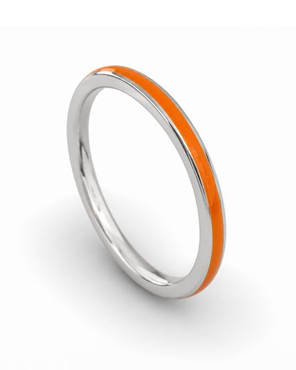 Anillo apilable de plata 950 con esmaltado de colores