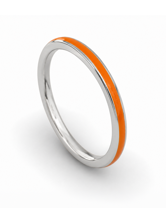 Anillo apilable de plata 950 con esmaltado de colores